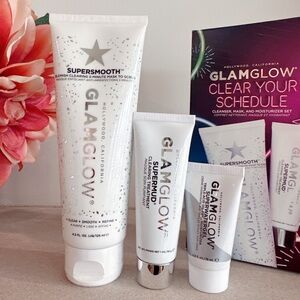 NIB Glamglow Clear Your Schedule-Cleanser, Mask, and Moisturizer Set